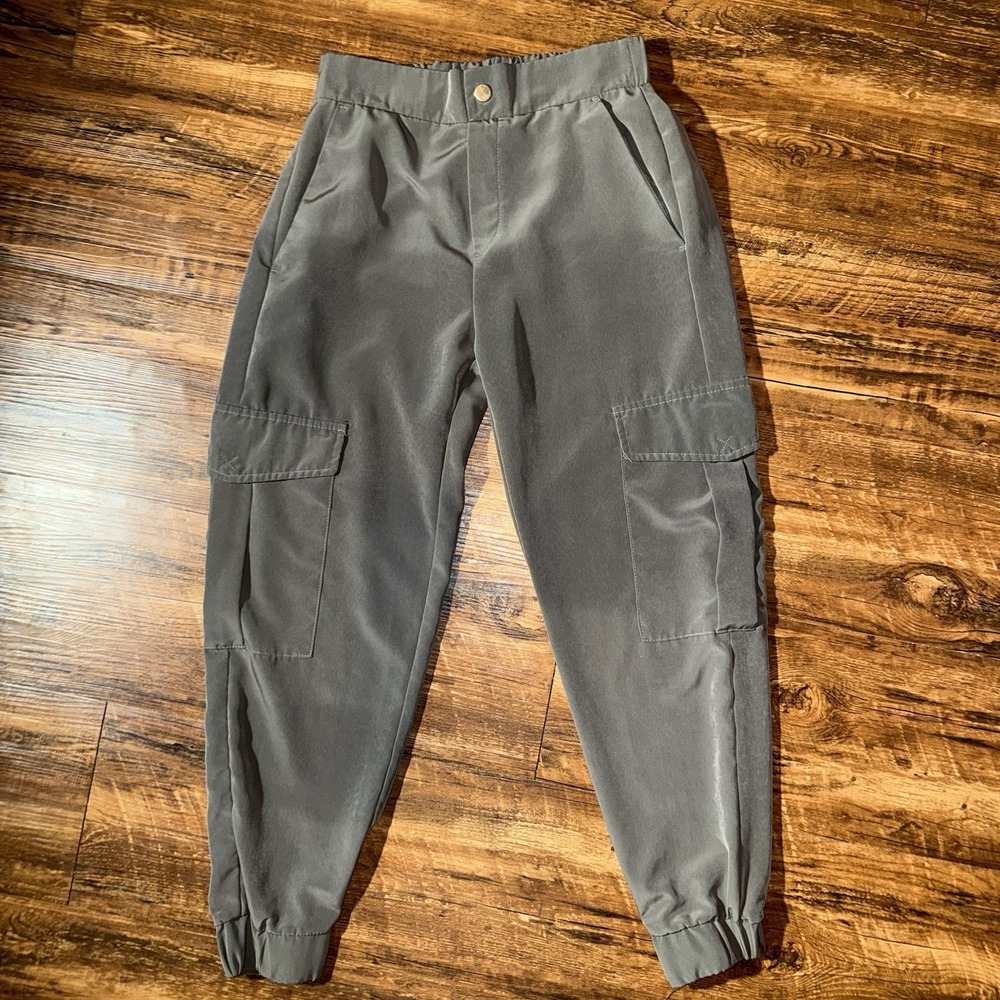 Zara‎ Grey Satin Cargo Jogger Pants Women's XS